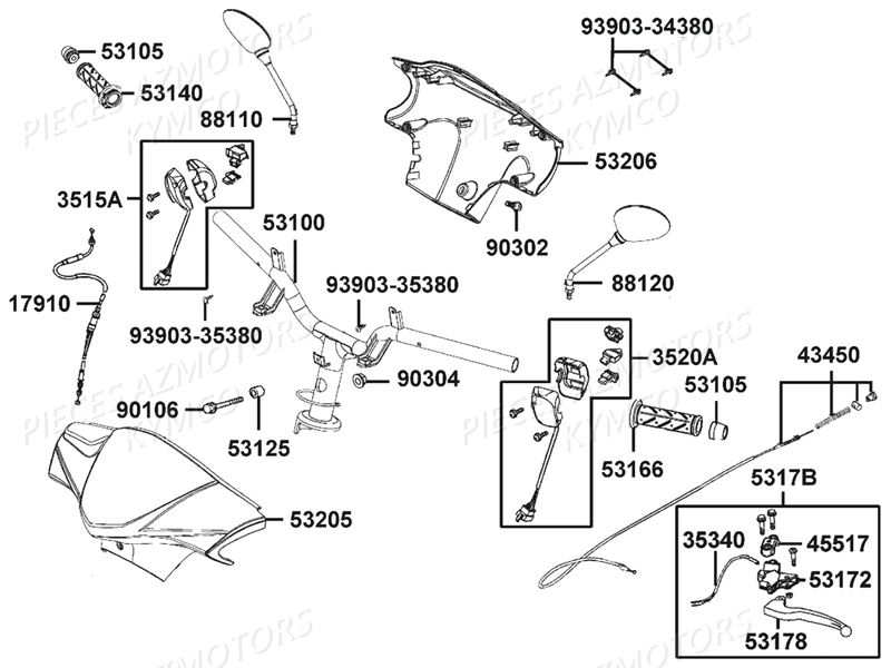 GUIDON RETROVISEURS pour AGILITY 50 4T E4