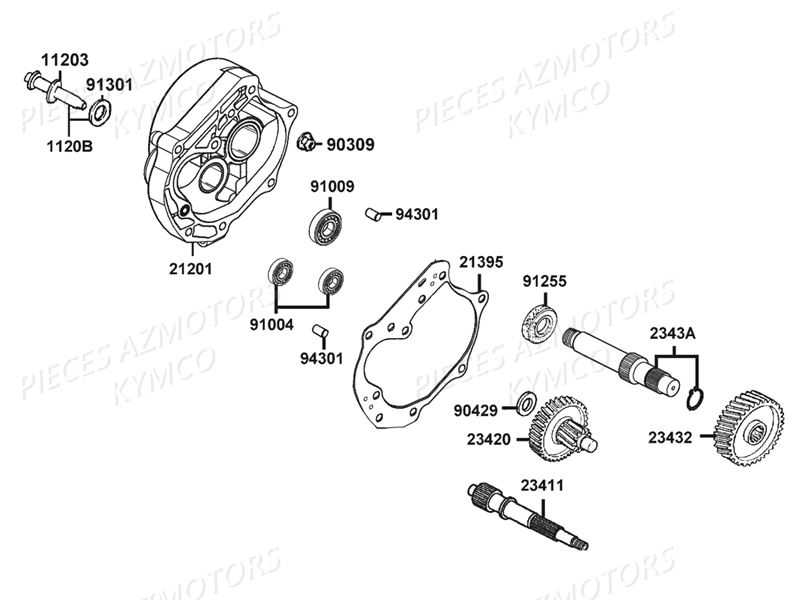 Transmission KYMCO Pièces AGILITY 50 12 4T EURO4 (KN10AE/KN10AB)