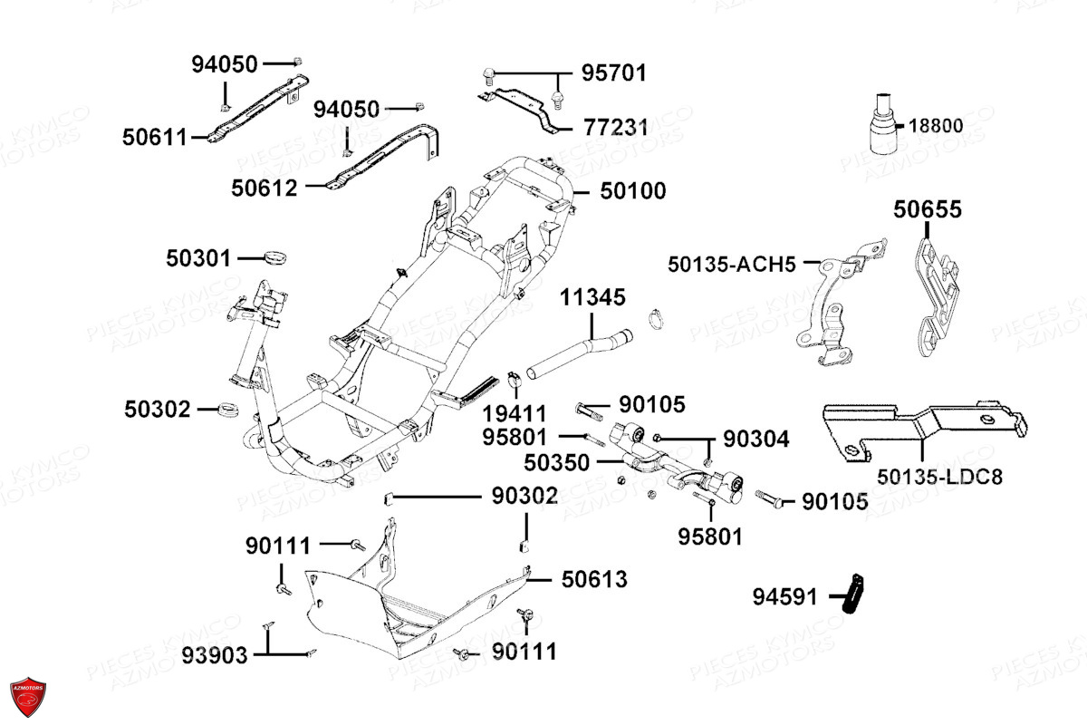 Chassis KYMCO Pièces AGILITY 50 12 4T EURO5 (KN10EE)