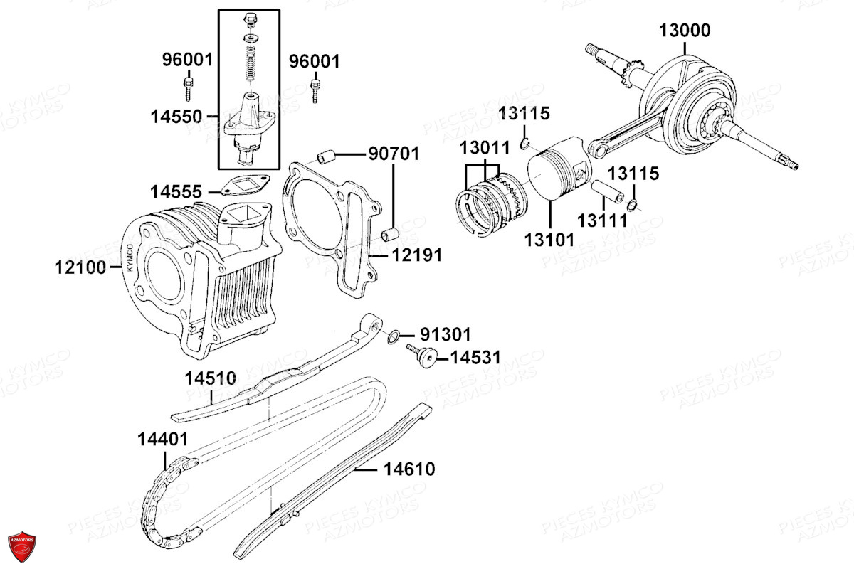 CYLINDRE PISTON KYMCO AGILITY 50 4T E5