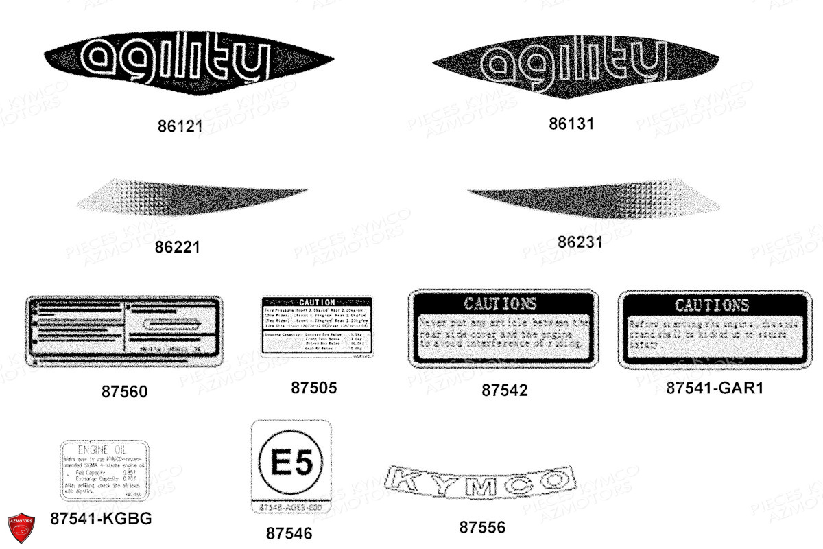 Decors KYMCO Pièces AGILITY 50 12 4T EURO5 (KN10EE)