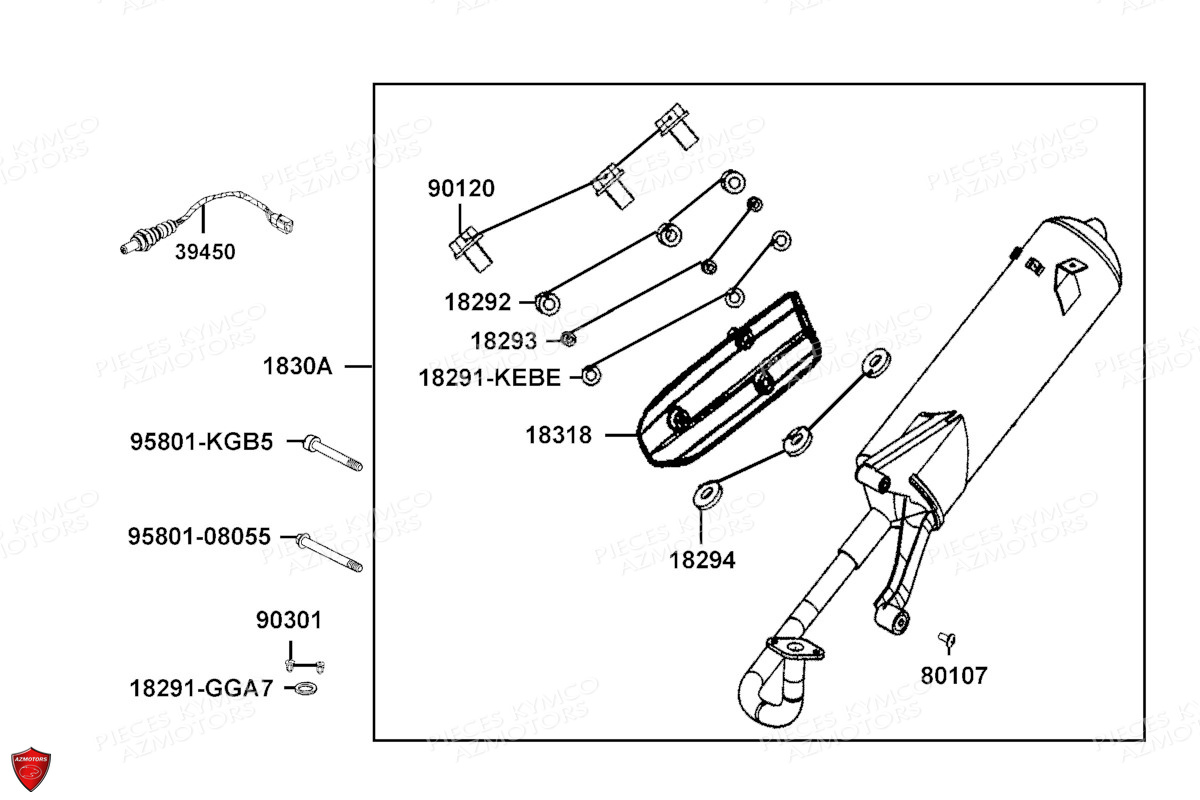 Echappement KYMCO Pièces AGILITY 50 12 4T EURO5 (KN10EE)