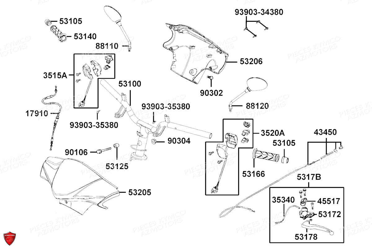 GUIDON RETROVISEURS pour AGILITY 50 4T E5