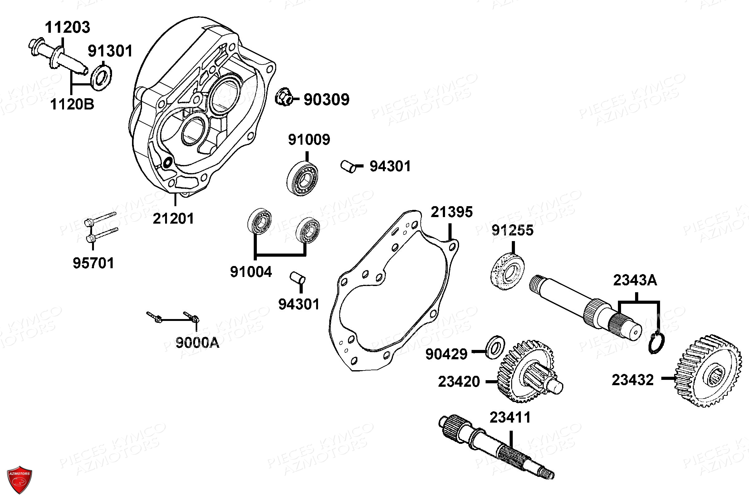 Transmission KYMCO Pièces AGILITY 50 12 4T EURO5 (KN10EE)