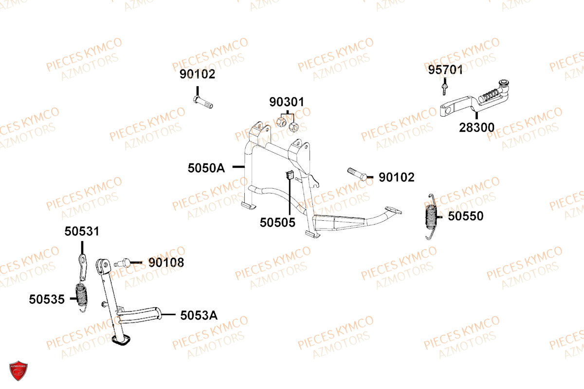 BEQUILLE KYMCO Pièces AGILITY 50 12 4T EURO5 (KN10EJ/KN10EG)