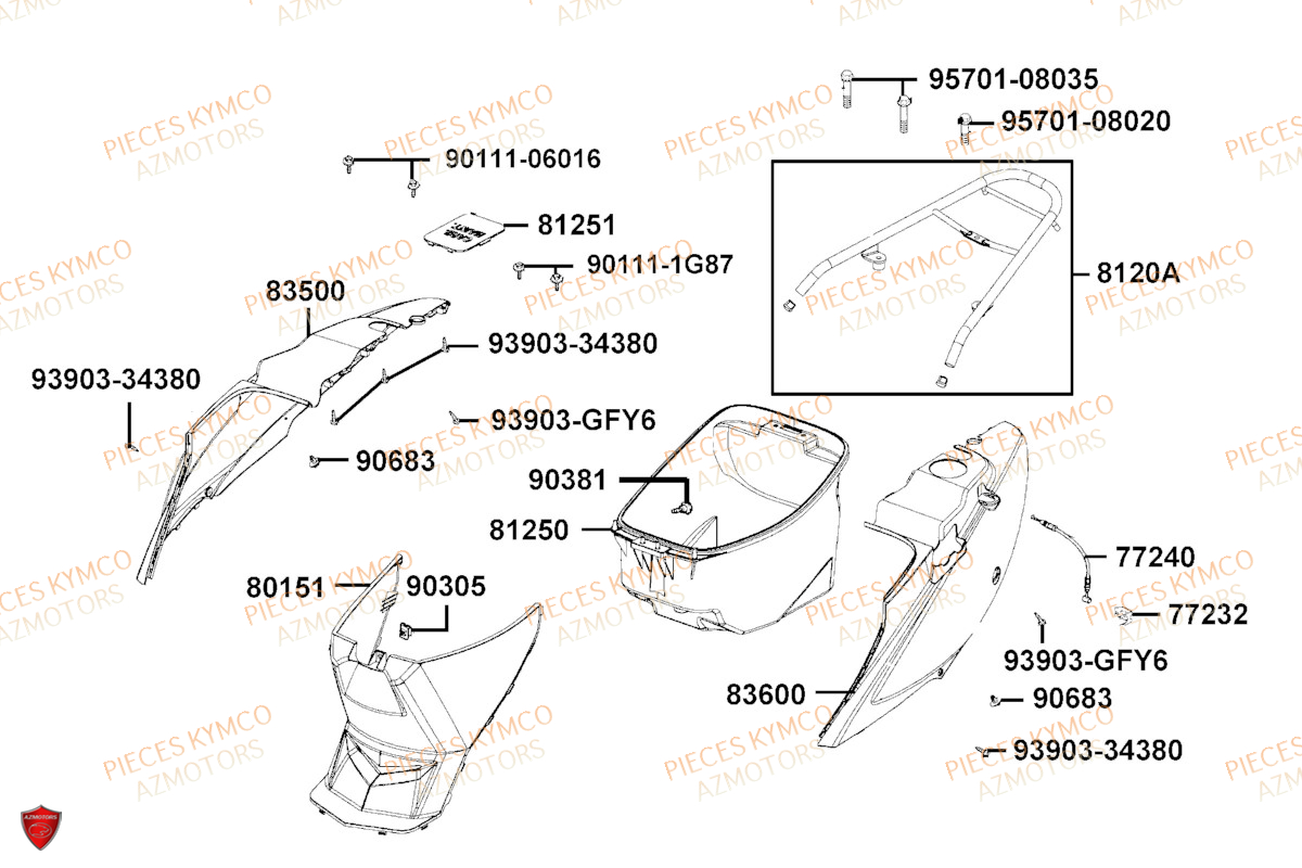 CARENAGE_ARRIERE KYMCO Pièces AGILITY 50 12 4T EURO5 (KN10EJ/KN10EG)