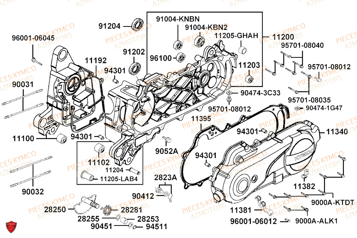 Carters Moteur KYMCO Pièces AGILITY 50 12 4T EURO5 (KN10EJ/KN10EG)