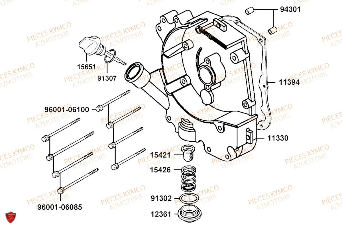 Carter Droit KYMCO Pièces AGILITY 50 12 4T EURO5 (KN10EJ/KN10EG)