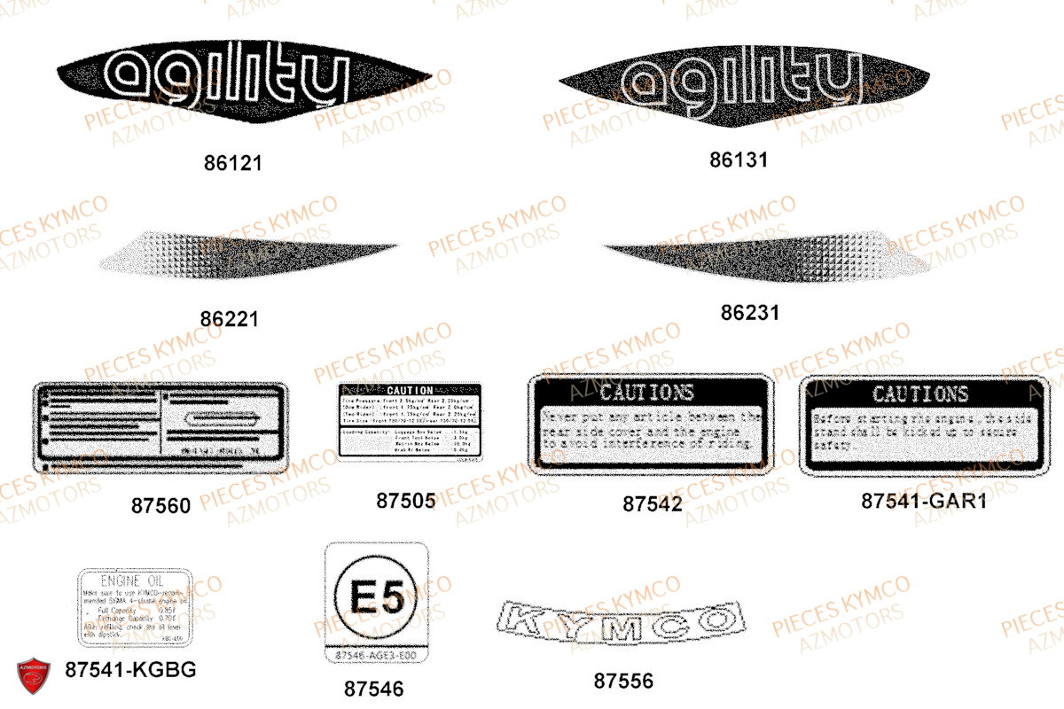 DECORS KYMCO Pièces AGILITY 50 12 4T EURO5 (KN10EJ/KN10EG)