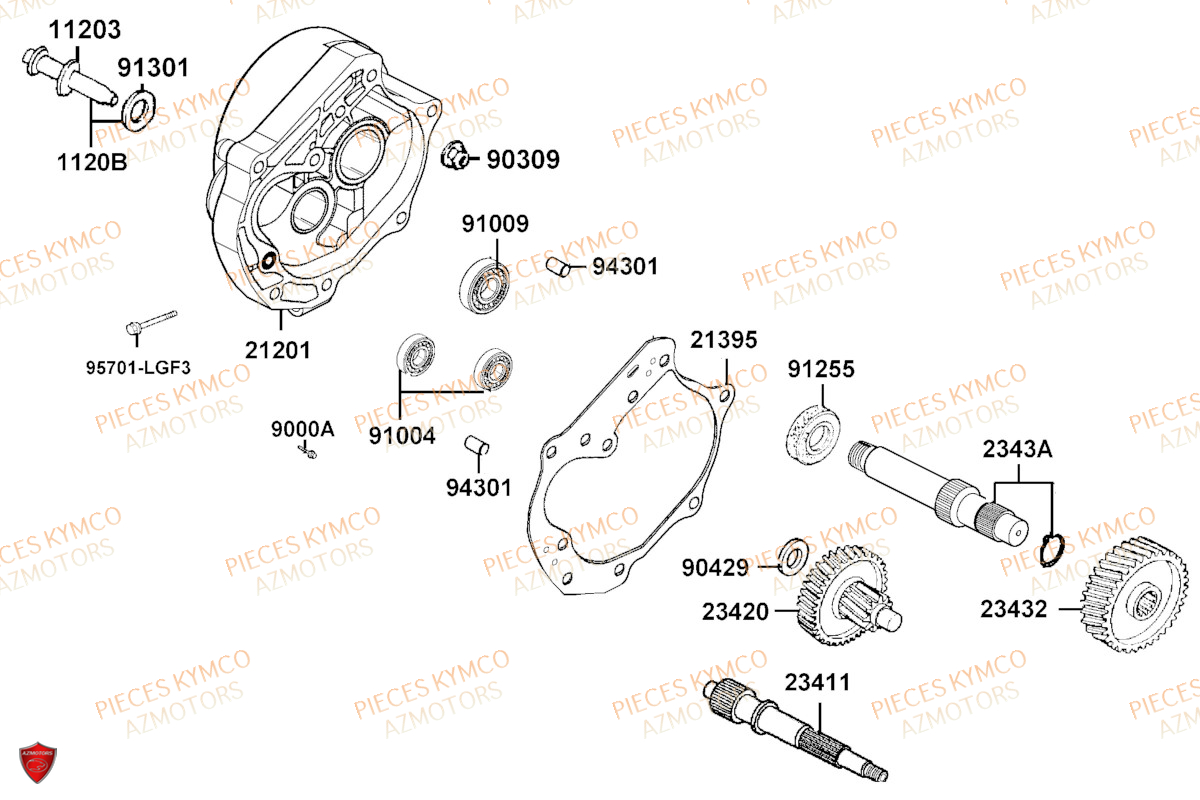 Transmission KYMCO Pièces AGILITY 50 12 4T EURO5 (KN10EJ/KN10EG)