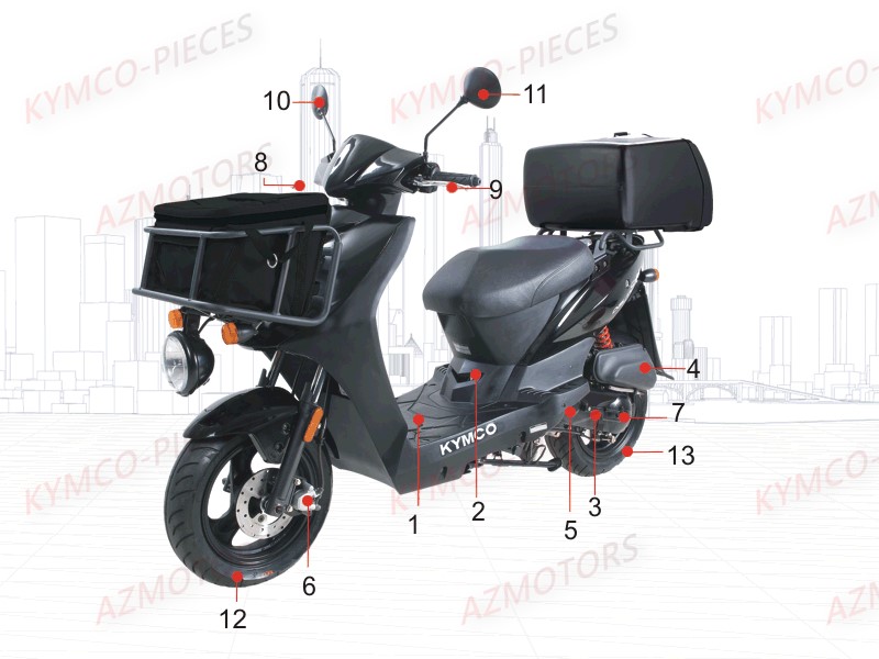 Consommables KYMCO Pièces AGILITY 50 CARRY 4T EURO2 (KG10DK)