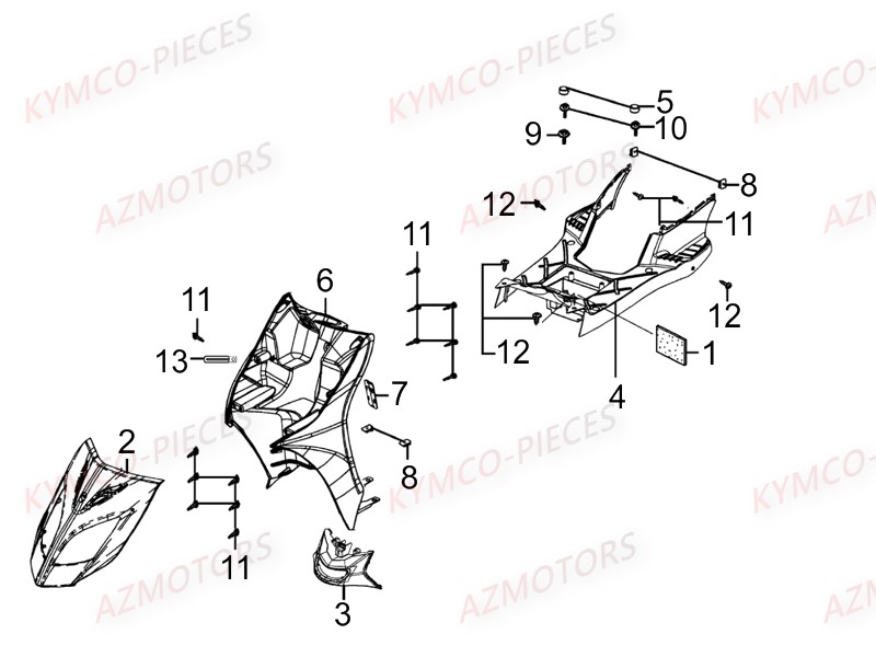 Carenages Avants KYMCO Pièces AGILITY 50 CARRY 4T EURO2 (KG10DK)