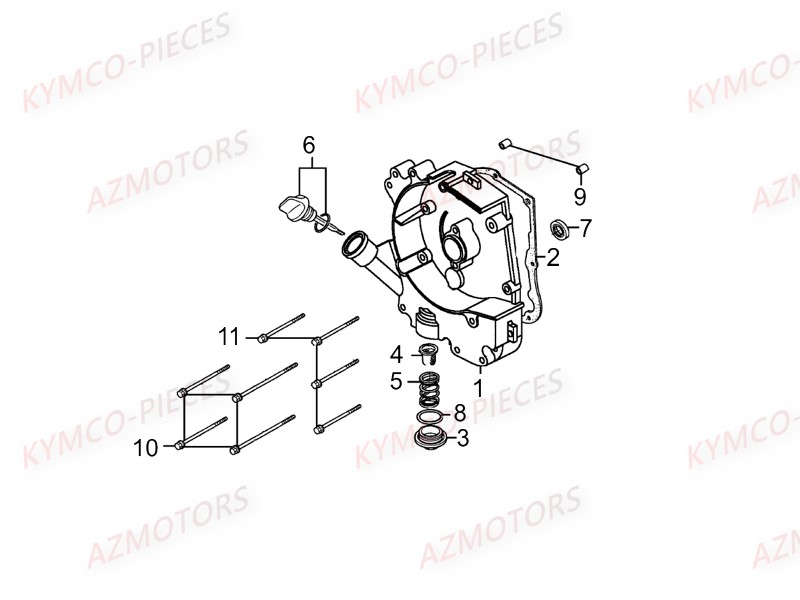 Carter Droit KYMCO Pièces AGILITY 50 CARRY 4T EURO2 (KG10DK)