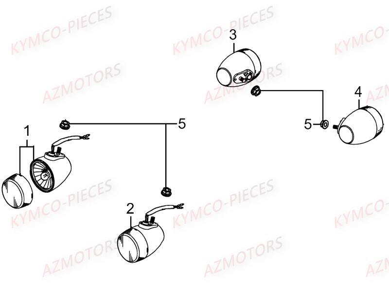 Clignotants KYMCO Pièces AGILITY 50 CARRY 4T EURO2 (KG10DK)