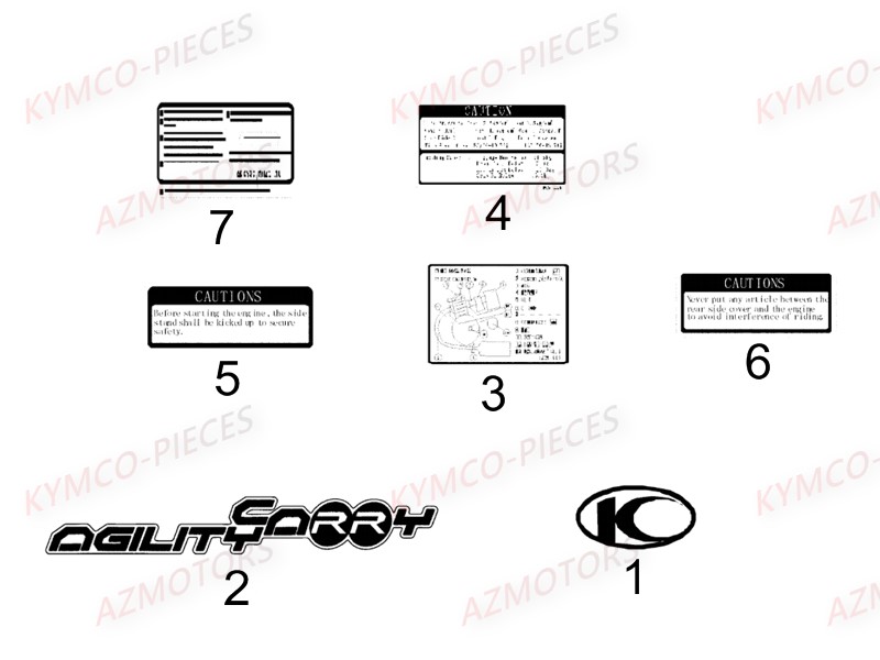 Decors KYMCO Pièces AGILITY 50 CARRY 4T EURO2 (KG10DK)