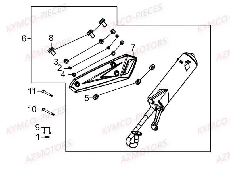 Echappement KYMCO Pièces AGILITY 50 CARRY 4T EURO2 (KG10DK)