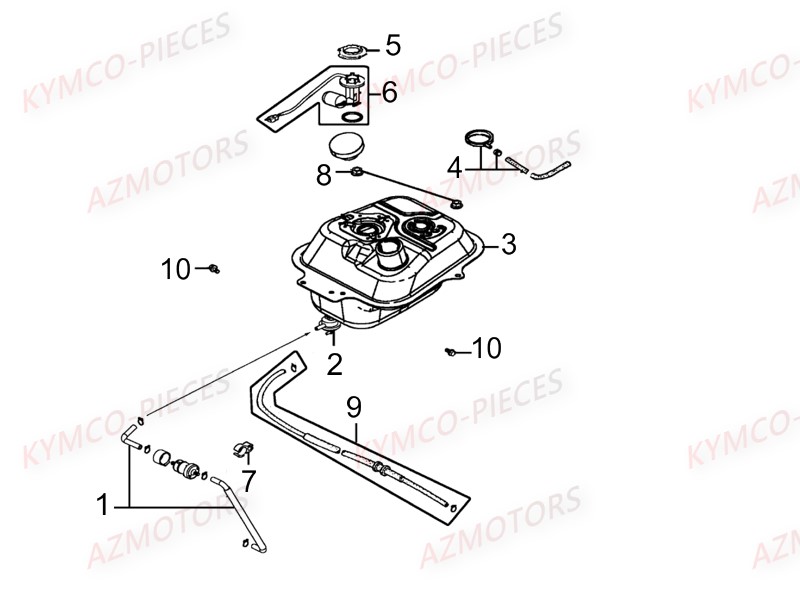 Reservoir A Carburant KYMCO Pièces AGILITY 50 CARRY 4T EURO2 (KG10DK)
