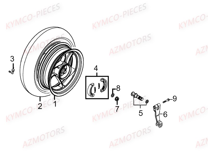 ROUE ARRIERE KYMCO AGILITY 50 CARRY 4T