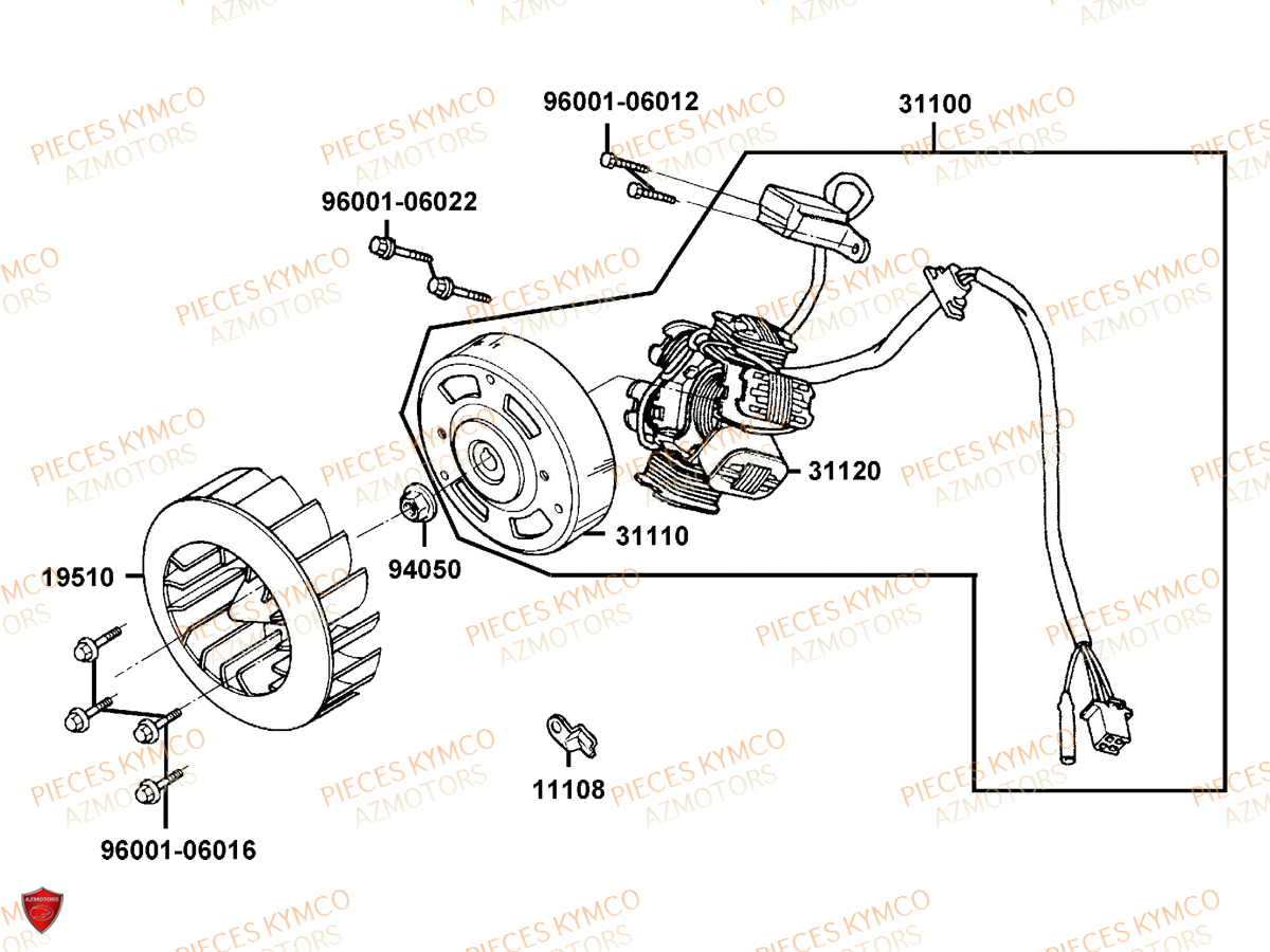 Allumage KYMCO Pieces AGILITY CITY 50 16+ 2T EURO 2 (KL10DA)