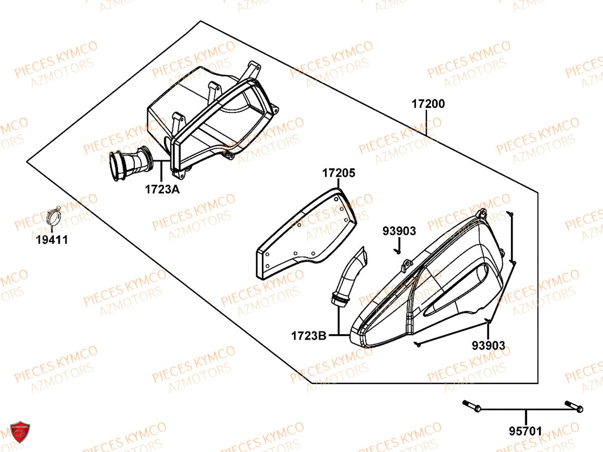 Boite A Air KYMCO Pieces AGILITY CITY 50 16+ 2T EURO 2 (KL10DA)