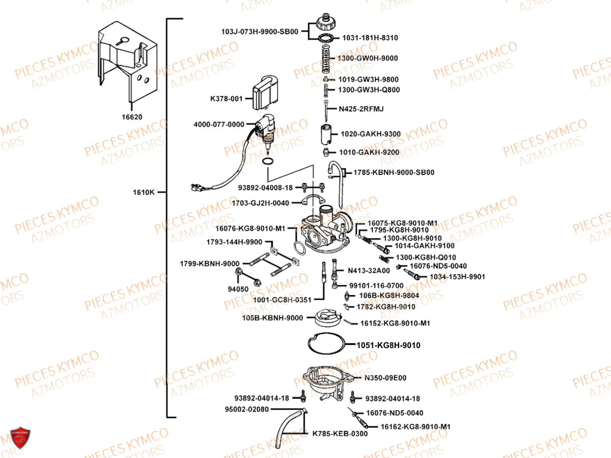Carburateur KYMCO Pieces AGILITY CITY 50 16+ 2T EURO 2 (KL10DA)
