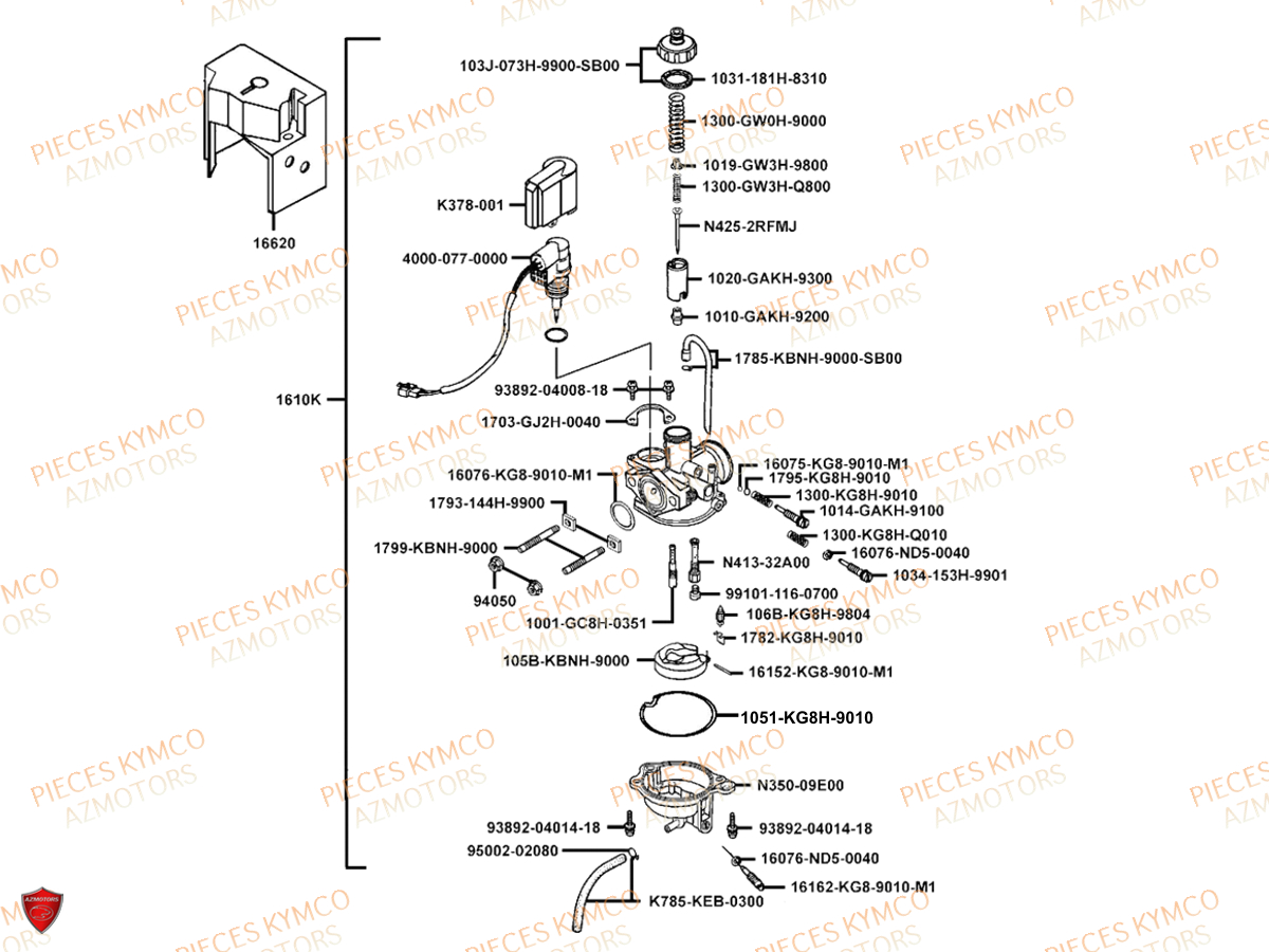 CARBURATEUR KYMCO Pièces AGILITY CITY 50 16+ 2T EURO 2 (KL10DA)