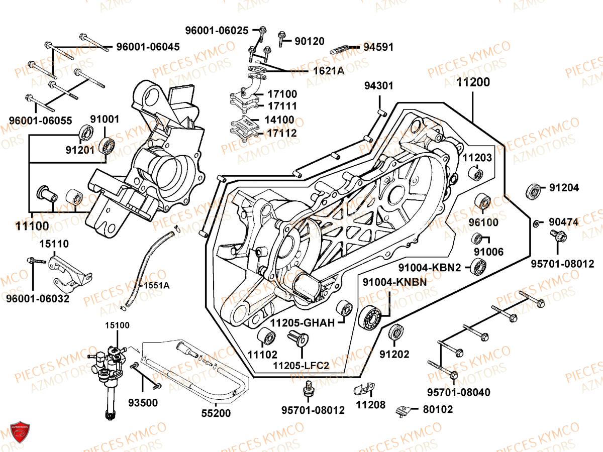 CARTERS_MOTEUR KYMCO Pièces AGILITY CITY 50 16+ 2T EURO 2 (KL10DA)