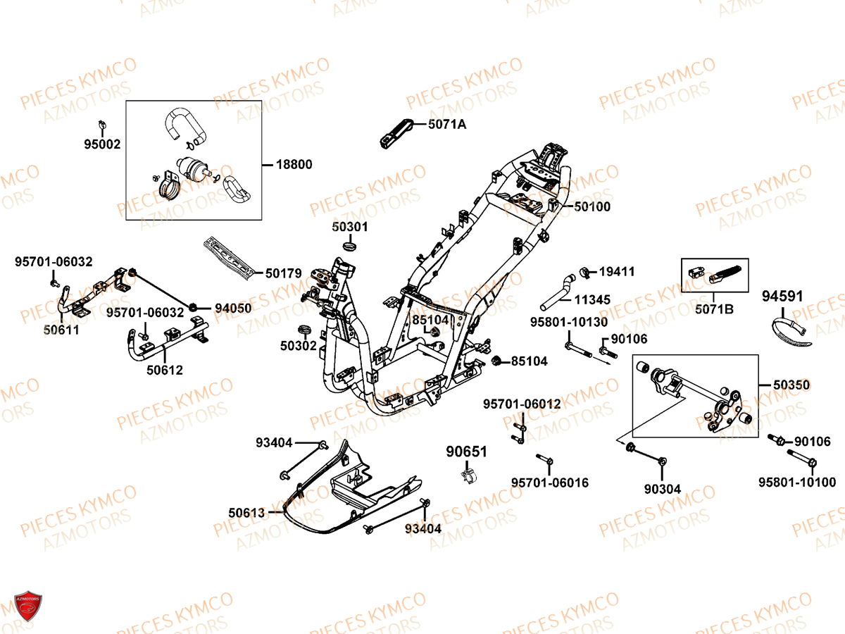 Chassis KYMCO Pieces AGILITY CITY 50 16+ 2T EURO 2 (KL10DA)