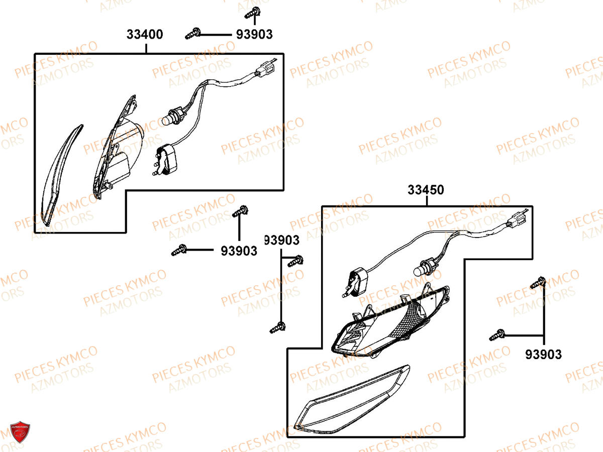 Clignotants KYMCO Pieces AGILITY CITY 50 16+ 2T EURO 2 (KL10DA)
