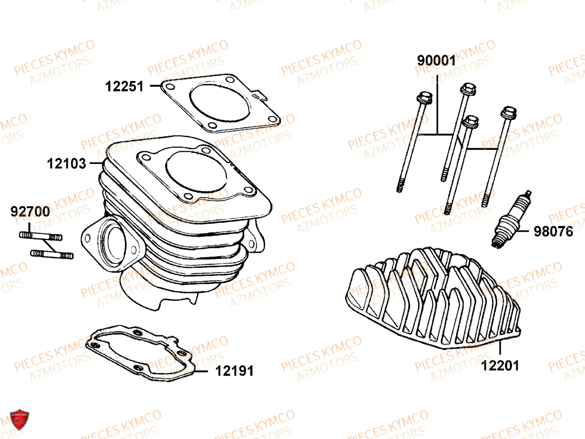 Cylindre KYMCO Pieces AGILITY CITY 50 16+ 2T EURO 2 (KL10DA)