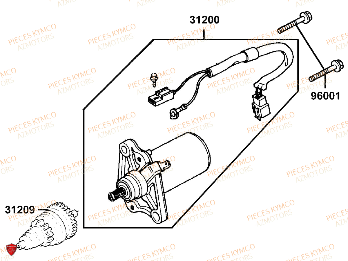 Demarreur KYMCO Pieces AGILITY CITY 50 16+ 2T EURO 2 (KL10DA)