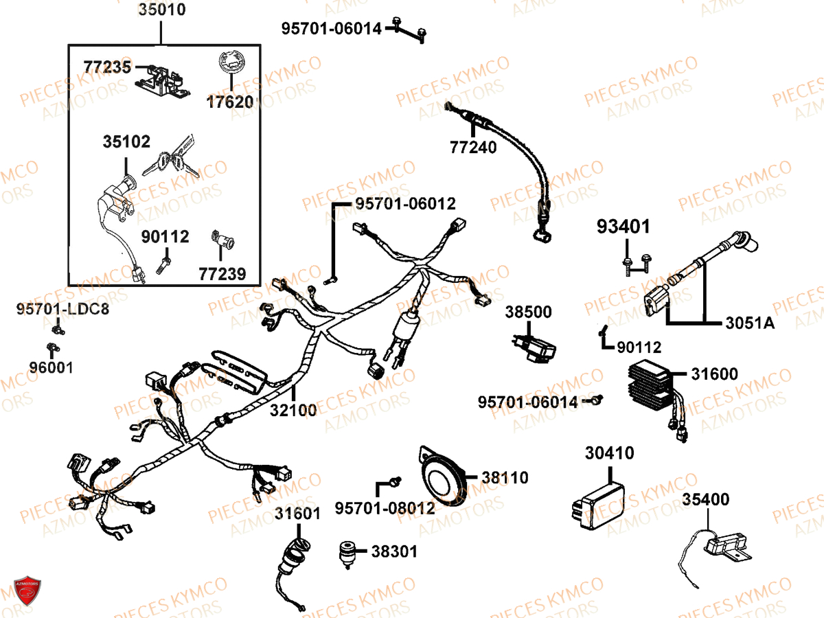 Equipement Electrique KYMCO Pieces AGILITY CITY 50 16+ 2T EURO 2 (KL10DA)