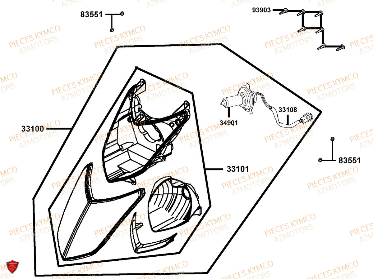 Phares KYMCO Pieces AGILITY CITY 50 16+ 2T EURO 2 (KL10DA)