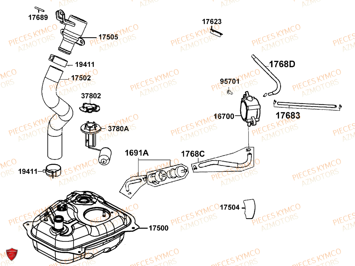 Reservoir KYMCO Pieces AGILITY CITY 50 16+ 2T EURO 2 (KL10DA)