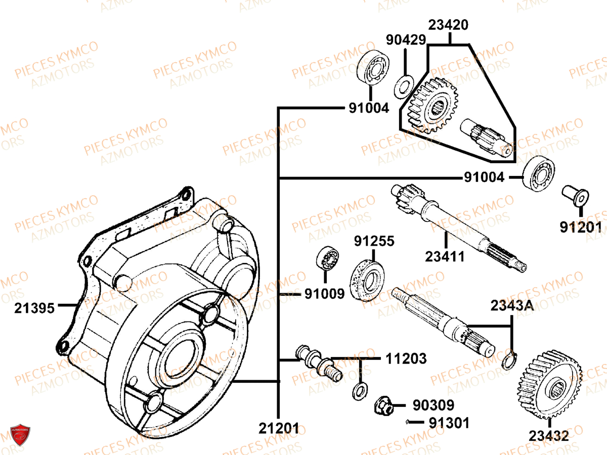Transmission KYMCO Pieces AGILITY CITY 50 16+ 2T EURO 2 (KL10DA)