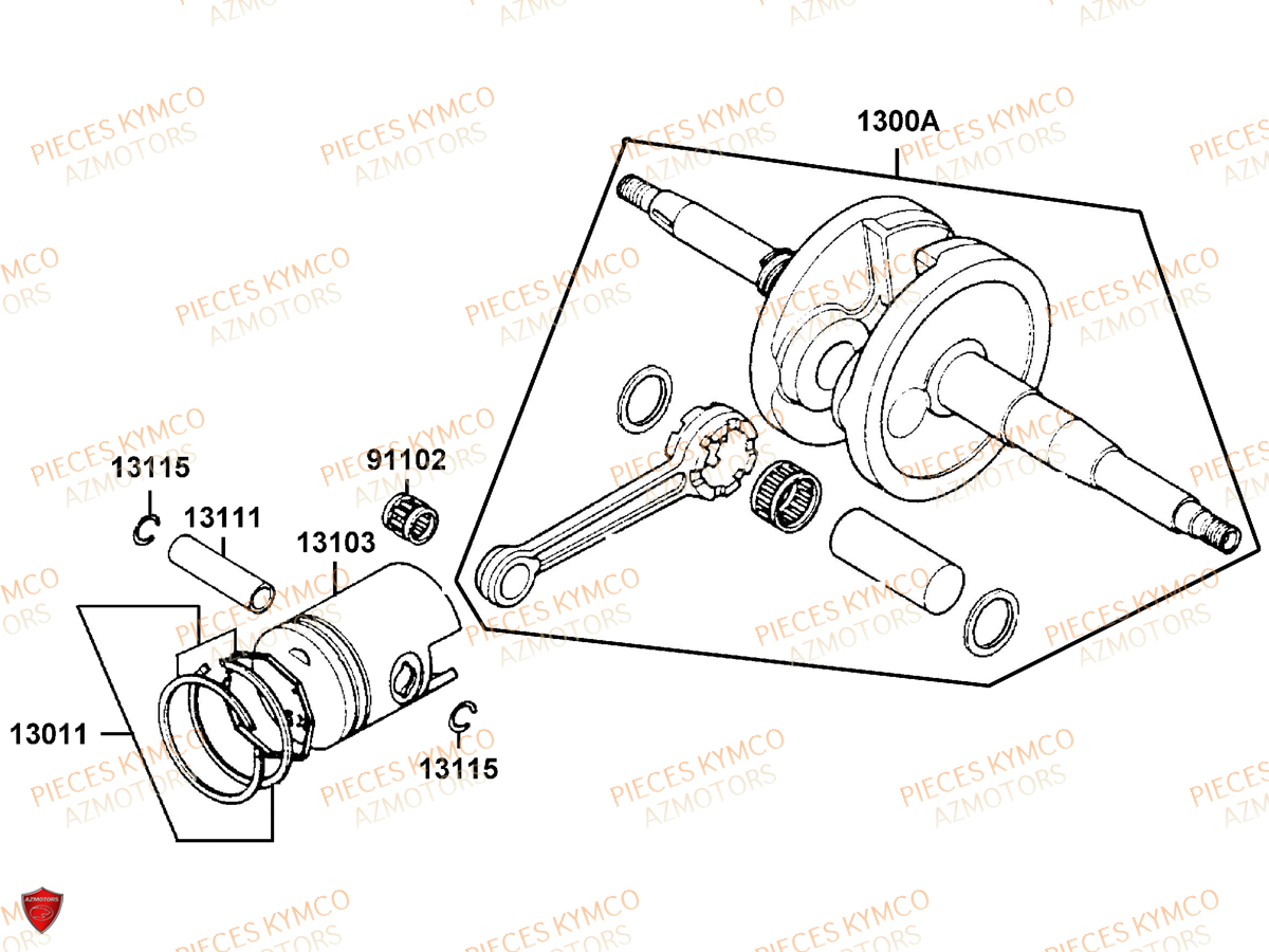 Vilebrequin KYMCO Pieces AGILITY CITY 50 16+ 2T EURO 2 (KL10DA)