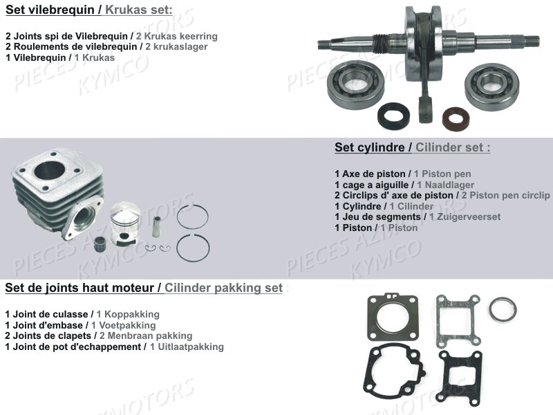 1 Set De Pieces Origine KYMCO Pieces AGILITY CITY 50 2T EURO II