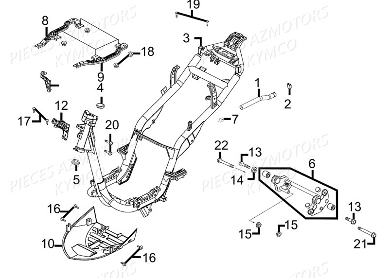 Chassis KYMCO Pieces AGILITY CITY 50 2T EUROII (KF10BA)