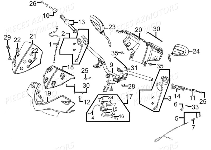 Guidon KYMCO Pieces AGILITY CITY 50 2T EUROII (KF10BA)