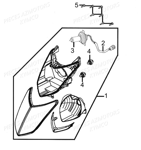 Phare KYMCO Pieces AGILITY CITY 50 2T EUROII (KF10BA)
