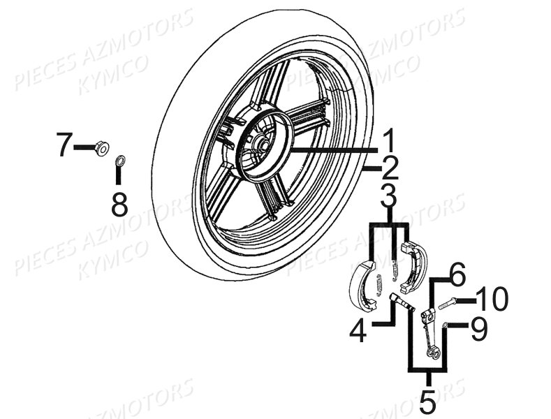 Roue Arriere KYMCO Pieces AGILITY CITY 50 2T EUROII (KF10BA)