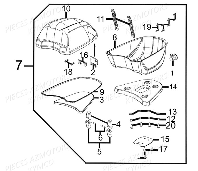 Top Case Kymco KYMCO Pieces AGILITY CITY 50 2T EUROII (KF10BA)