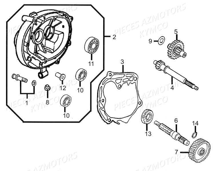 Transmission KYMCO Pieces AGILITY CITY 50 2T EUROII (KF10BA)