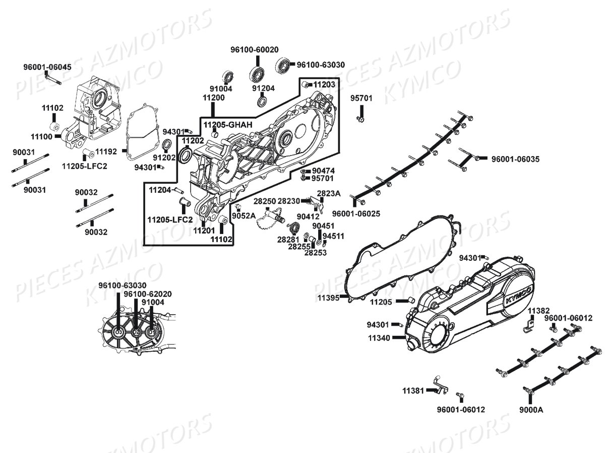 Carters Moteur KYMCO Pièces AGILITY CITY 50 4T EURO2 (KL10BA)