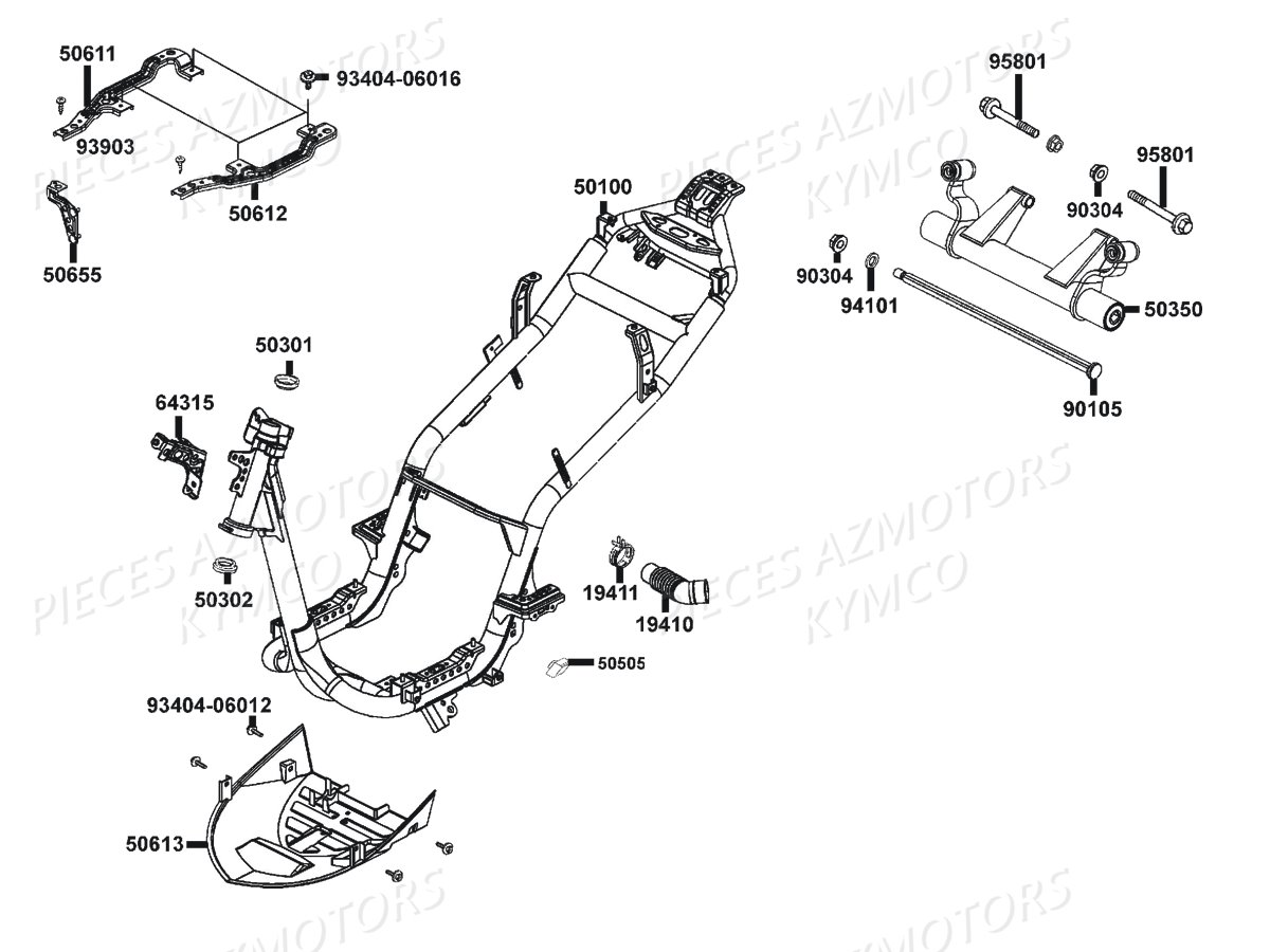 Chassis KYMCO Pièces AGILITY CITY 50 4T EURO2 (KL10BA)
