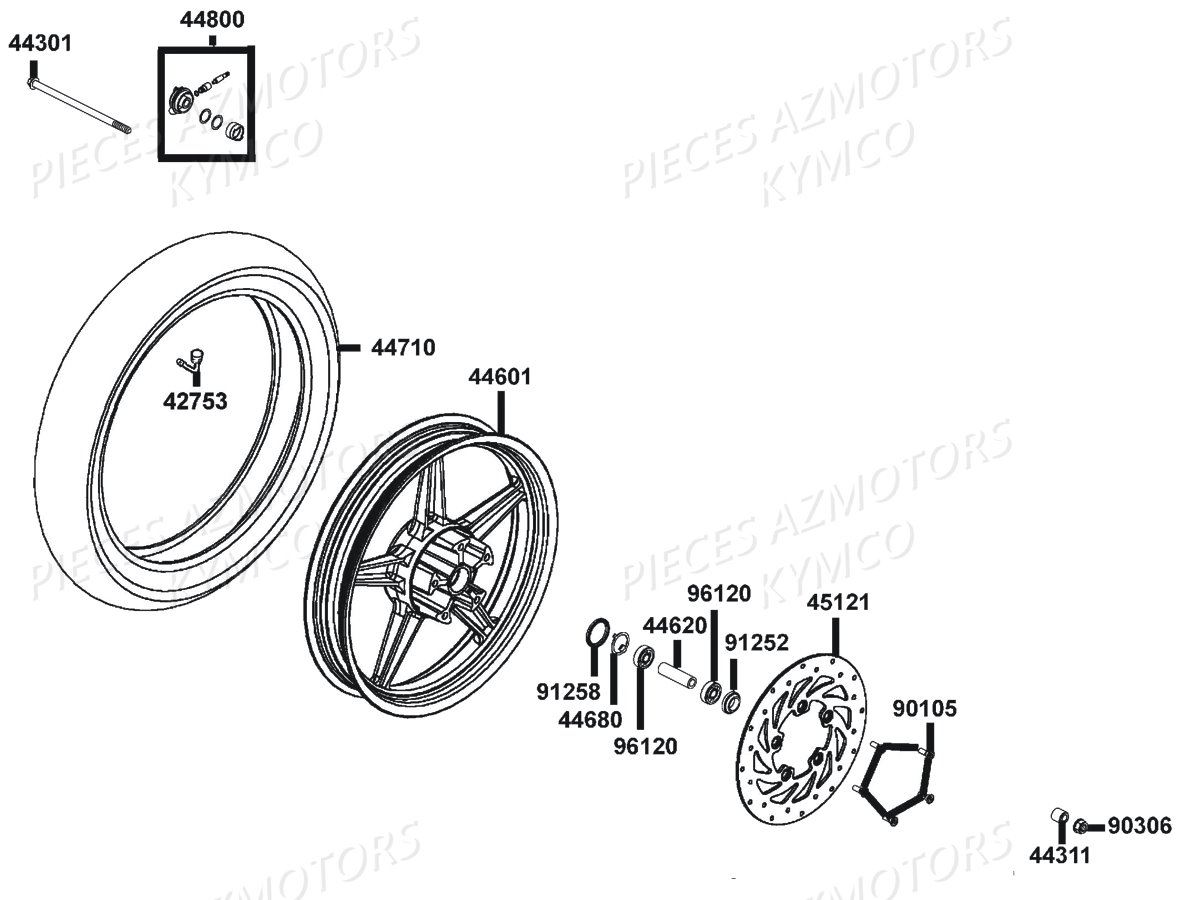 ROUE AVANT KYMCO AGILITY 50 CITY 4T