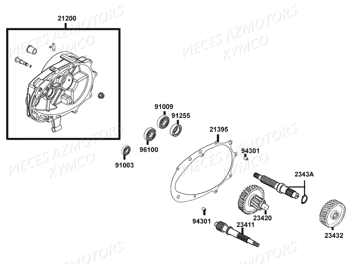 Transmission KYMCO Pièces AGILITY CITY 50 4T EURO2 (KL10BA)