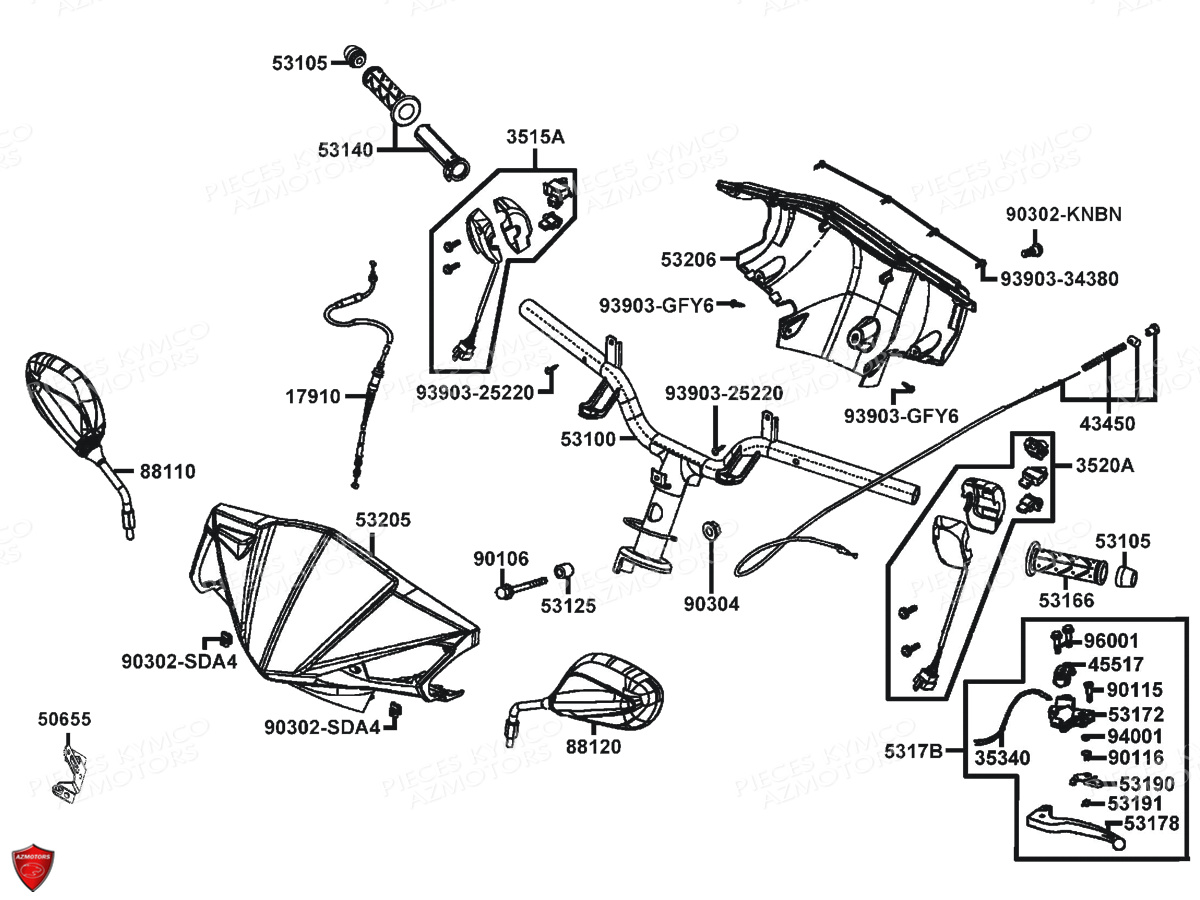 GUIDON RETROVISEURS pour AGILITY 50 DELIVERY E4