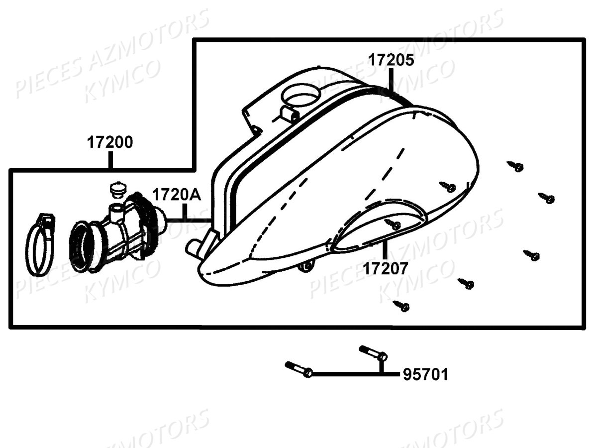 Boite A Air KYMCO Pieces AGILITY 50 FR 2T EURO2 (KE10CA/KE10CH)