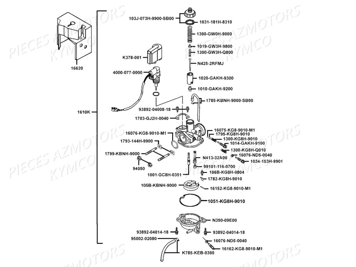 Carburation KYMCO Pieces AGILITY 50 FR 2T EURO2 (KE10CA/KE10CH)